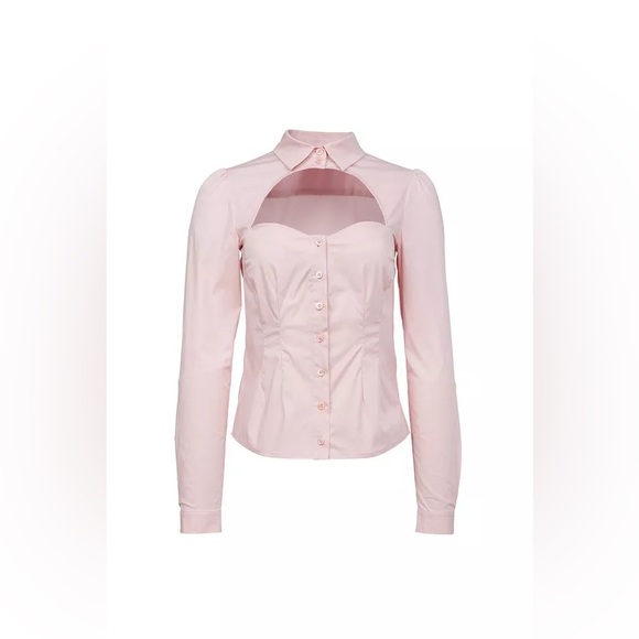 NEW FLEUR DU MAL BELLA CUTOUT COTTON SHIRT IN PALE ROSE - Picture 4 of 4